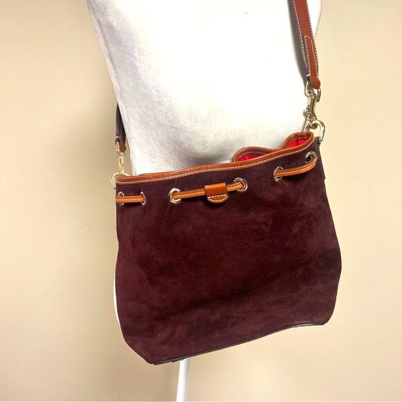 Dooney & Burke cranberry suede and Tan Suede Shoulder Bag - Picture 3 of 7